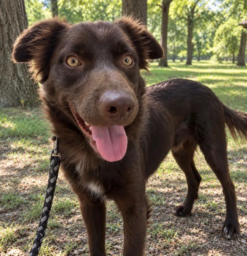 A young medium-sized male Australian Shepherd dog named Red for adoption in Winter Park, CO