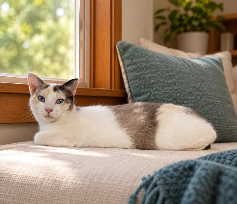 A young medium-sized female Siamese cat named Rosita for adoption in Marion, IN