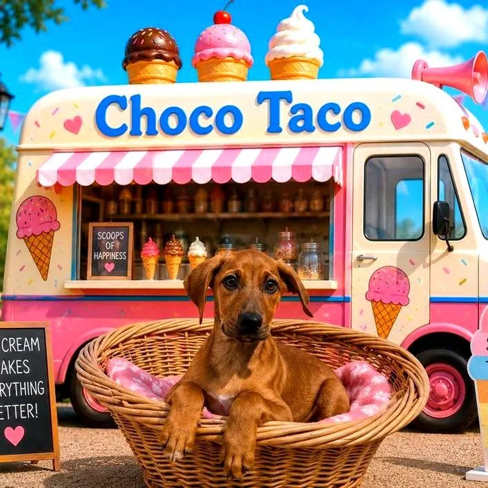 A baby medium-sized male Yellow / Tan / Blond / Fawn Mixed Breed dog named Choco Taco for adoption in Joliet, IL