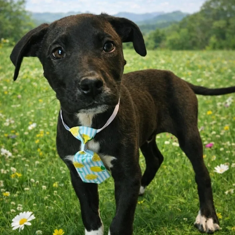 A baby medium-sized male Black Jack Russell Terrier dog named Fritz S for adoption in Sequatchie, TN