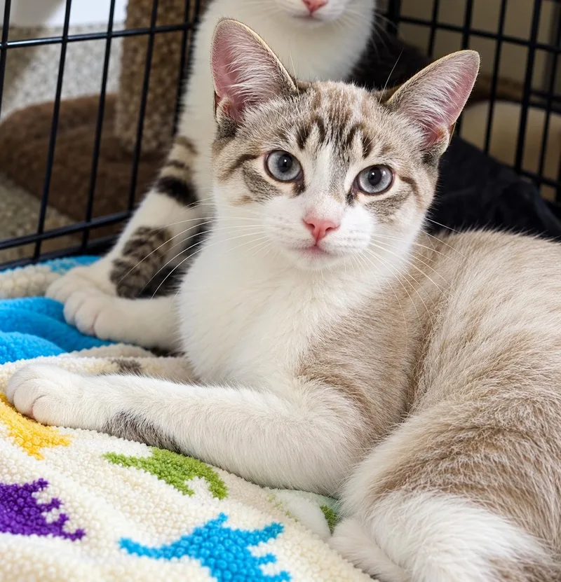 A baby medium-sized male Siamese cat named Jack for adoption in Sacramento, CA
