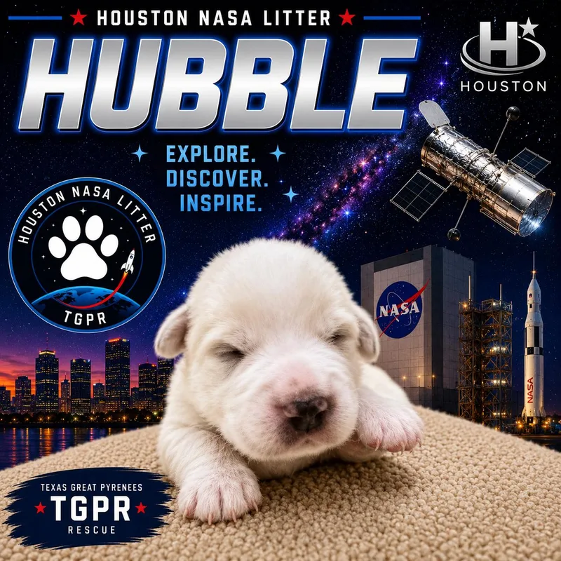 A baby large-sized male Great Pyrenees dog named Hubble HTX for adoption in Quinlan, TX