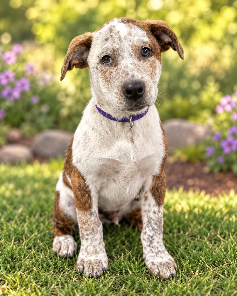 A baby medium-sized male Tricolor (Brown, Black, & White) Australian Cattle Dog / Blue Heeler dog named Big Mac for adoption in Wilton, CA