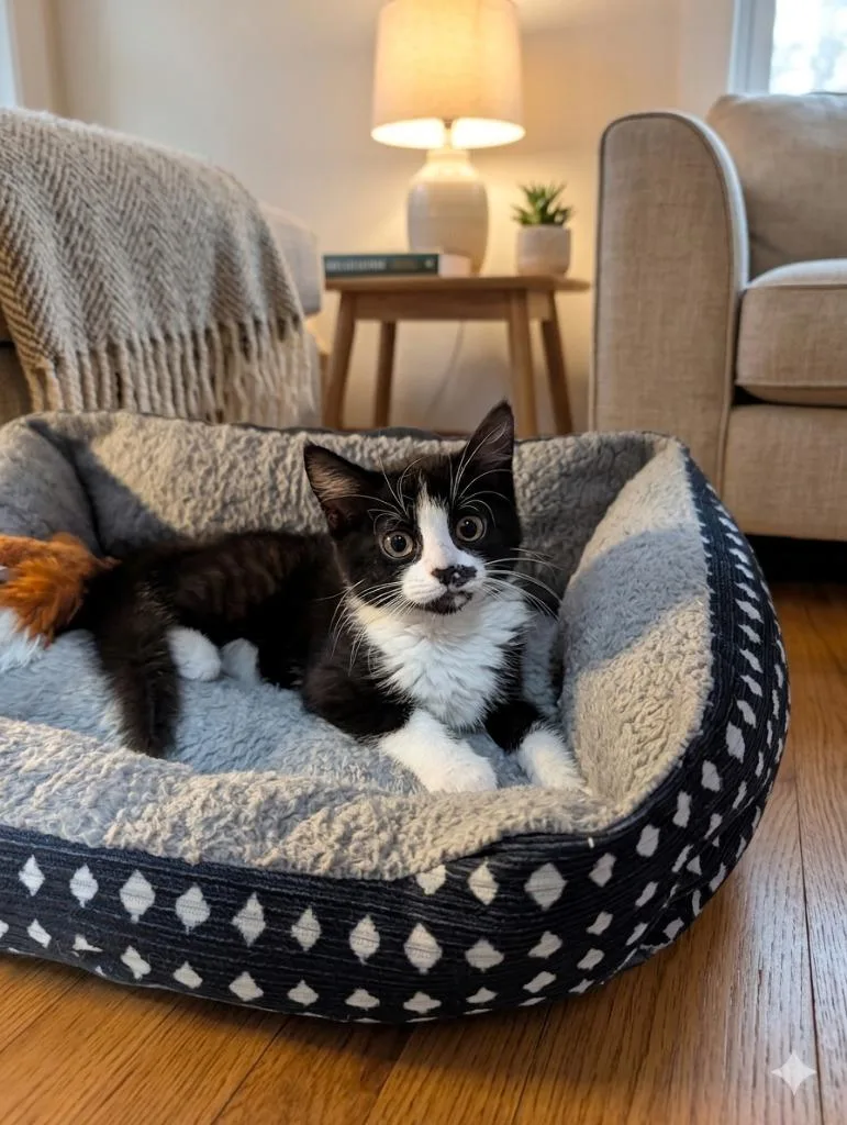 A baby small-sized female Domestic Short Hair cat named Pippa for adoption in Wintersville, OH