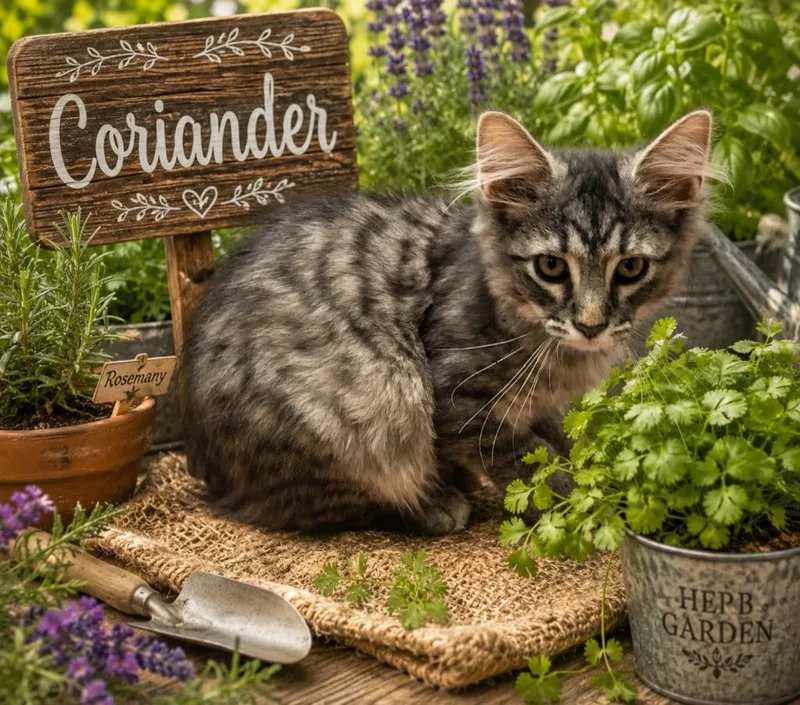 A baby medium-sized male Domestic Long Hair cat named Coriander for adoption in Washington Court House, OH