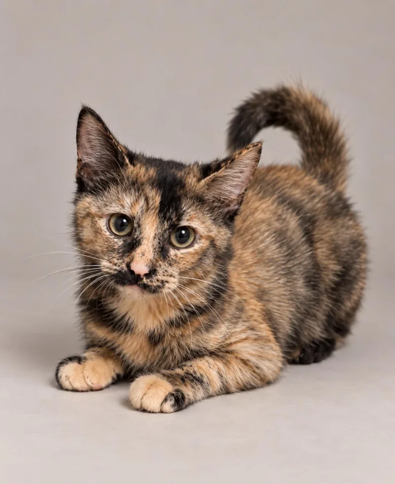 A young medium-sized female Tortoiseshell cat named Ruby for adoption in Jersey City, NJ