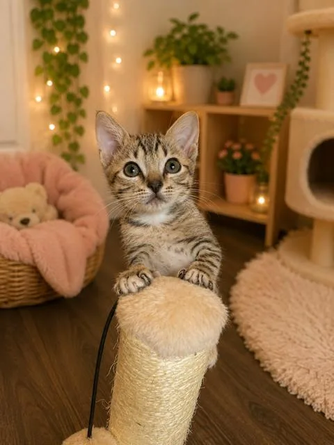 A baby small-sized male Tabby (Gray / Blue / Silver) Domestic Short Hair cat named Gamble & Ghost Bonded for adoption in Boca Raton, FL
