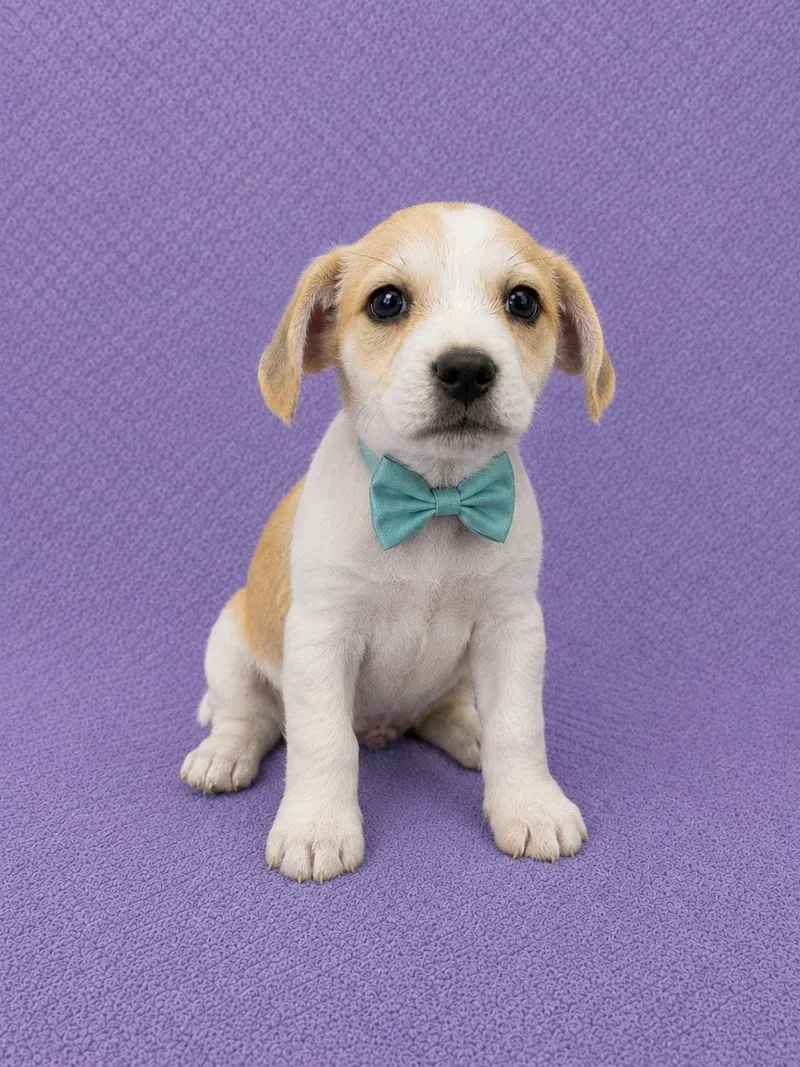 A baby small-sized male White / Cream Beagle dog named Carter for adoption in Lodi, CA