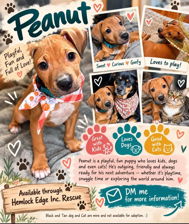 A baby medium-sized male Yellow / Tan / Blond / Fawn Terrier dog named Baby Peanuts for adoption in Blue Bell, PA