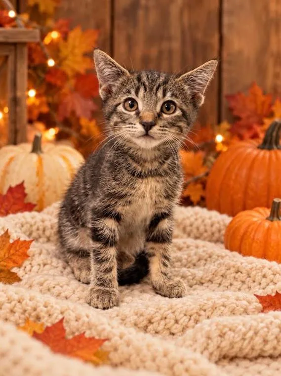 A baby small-sized male Tabby (Tiger Striped) Tabby cat named Dean for adoption in Tehachapi, CA