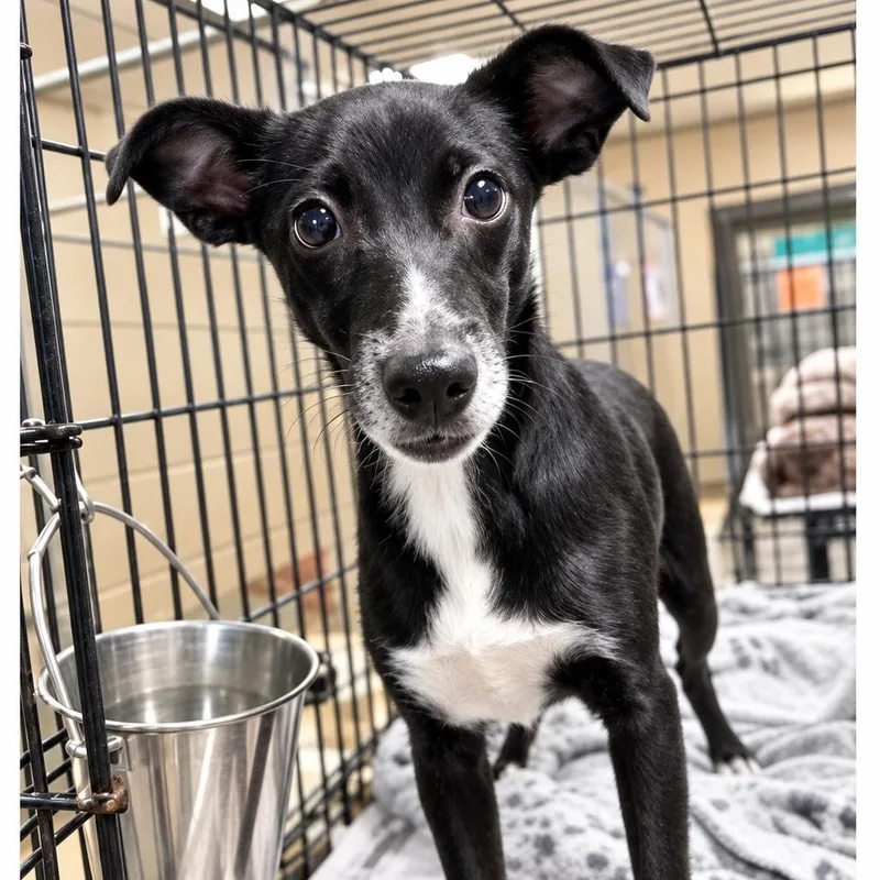 A young small-sized female Black Rat Terrier dog named Sora for adoption in New Orleans, LA