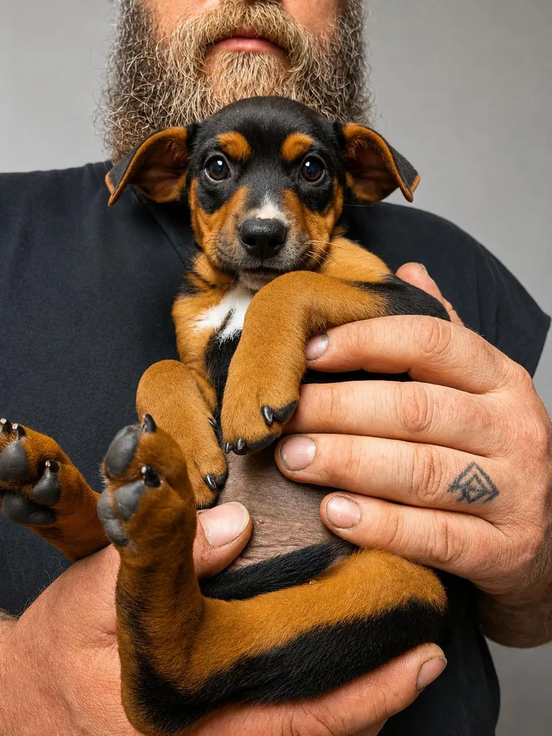 A baby large-sized female Tricolor (Brown, Black, & White) Mixed Breed dog named Pamela Anderson for adoption in Kenosha, WI