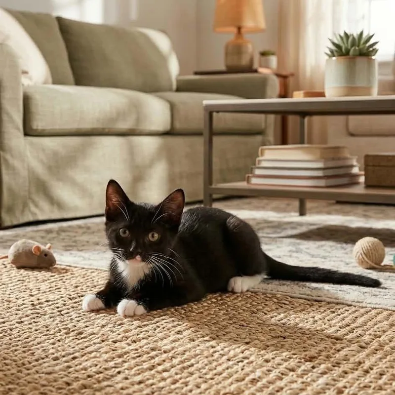 A baby small-sized female Black American Shorthair cat named Midnight for adoption in Eufaula, AL