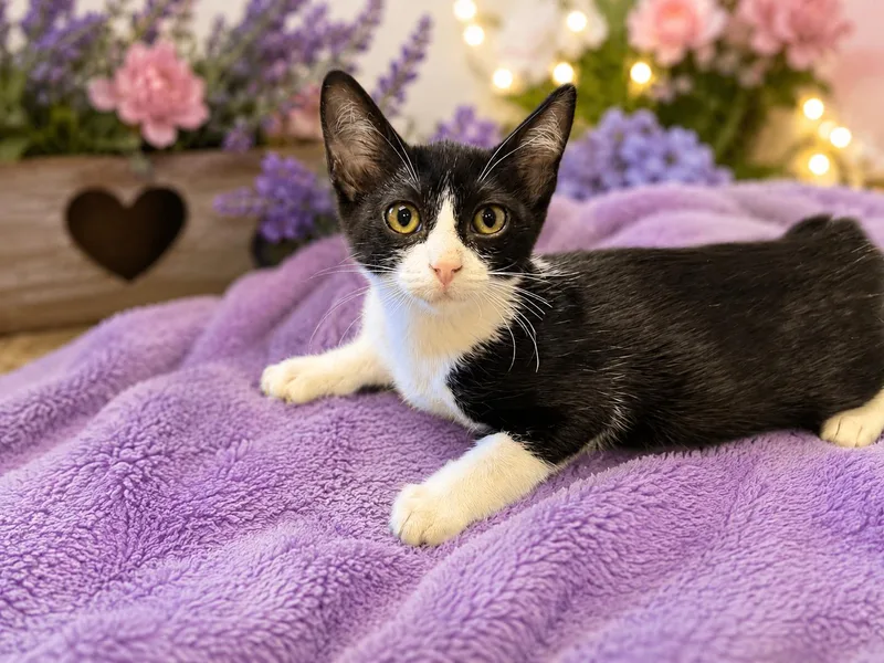A baby medium-sized male Domestic Short Hair cat named Oreo for adoption in Gilroy, CA
