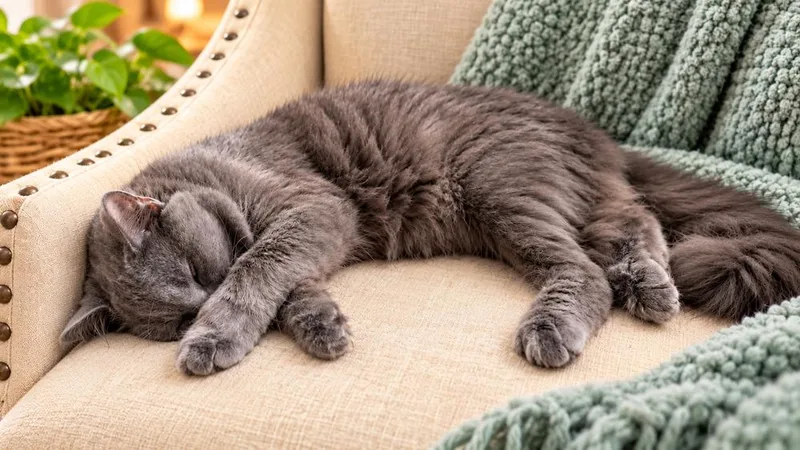 A young medium-sized male Russian Blue cat named Decker for adoption in Palatine, IL