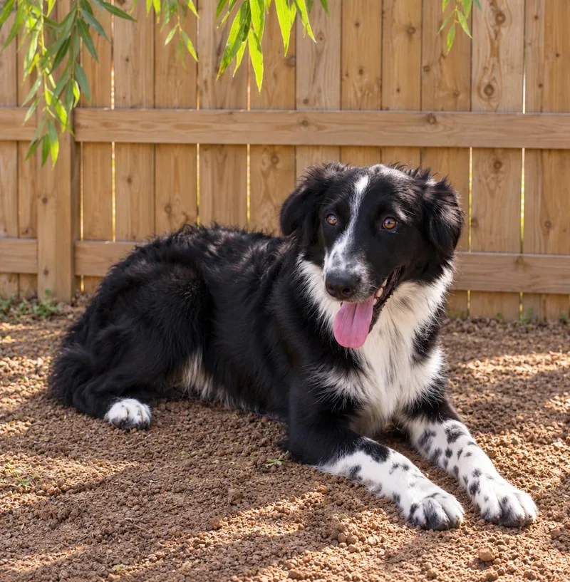 A young medium-sized female Australian Shepherd dog named Raven for adoption in Dallas, TX