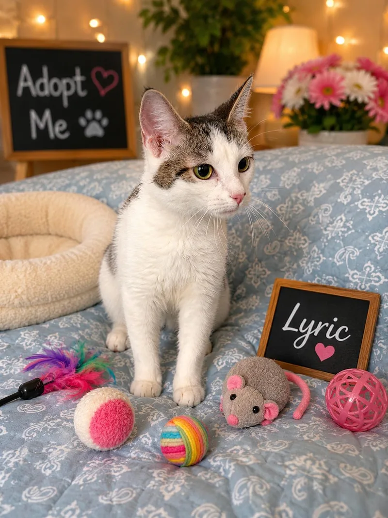 A young small-sized female Domestic Short Hair cat named Lyric for adoption in Queen Creek, AZ