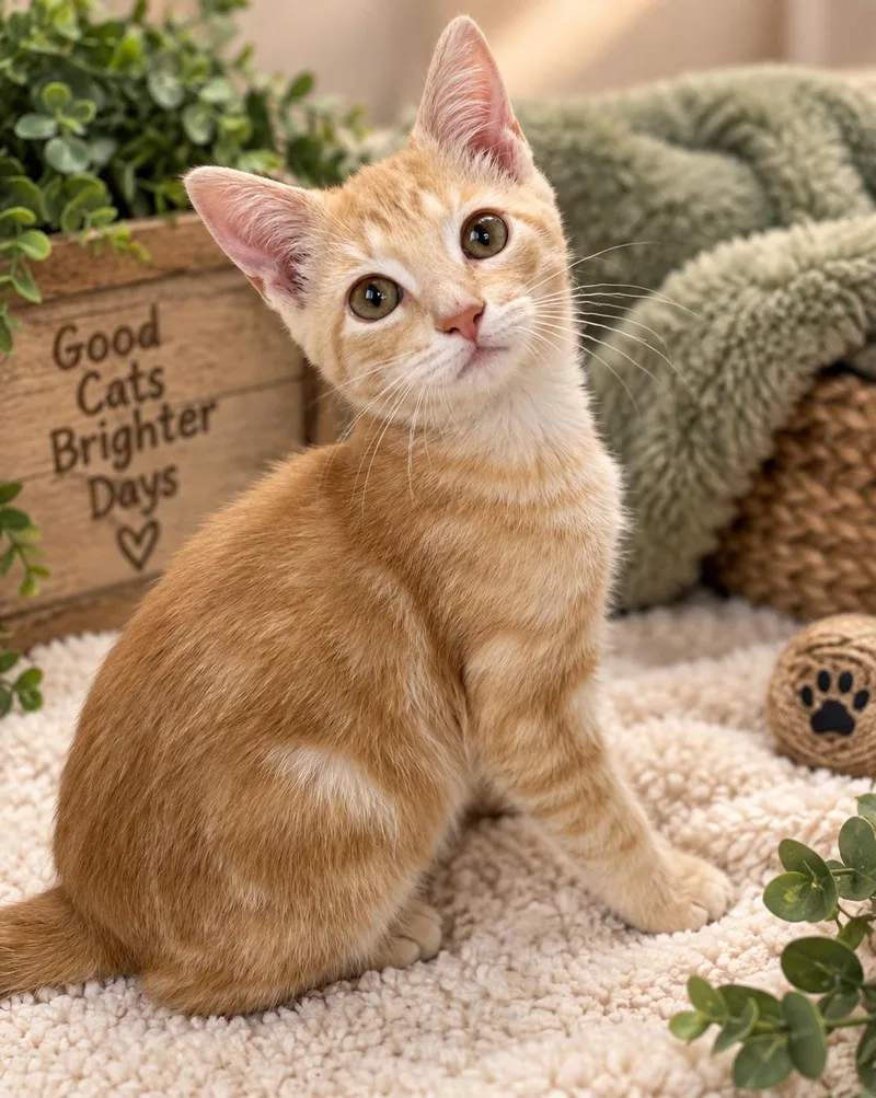 A young medium-sized male Buff / Tan / Fawn Domestic Short Hair cat named Andre Agassi for adoption in Fulton, NY