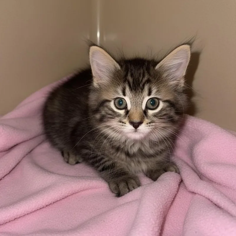 A baby small-sized male Tabby (Brown / Chocolate) Domestic Short Hair cat named Mouse for adoption in Elyria, OH
