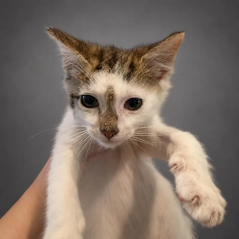 A baby small-sized male White Domestic Short Hair cat named Max for adoption in Tustin, CA