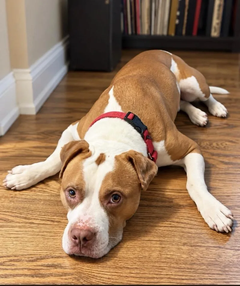 A young medium-sized male Pit Bull Terrier dog named Kobe for adoption in Philadelphia, PA