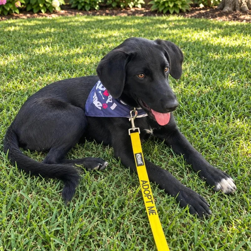 A young medium-sized male Black Mixed Breed dog named Poe for adoption in Pulaski, TN