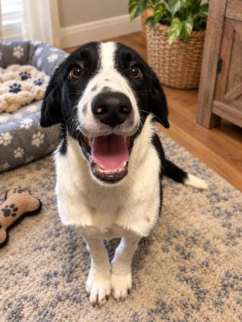 A young medium-sized male Border Collie dog named Eddie for adoption in Sistersville, WV
