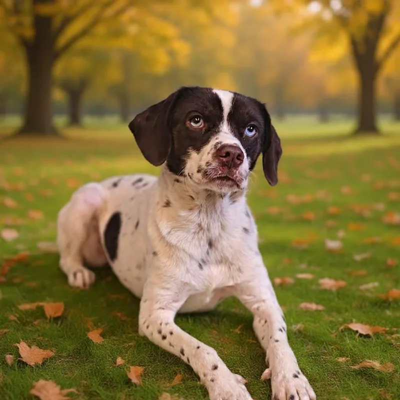A young medium-sized female Pointer dog named Clover for adoption in Talladega, AL