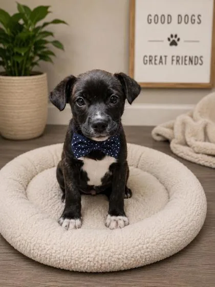 A baby small-sized male Boston Terrier dog named Pinocchio for adoption in Malvern, PA