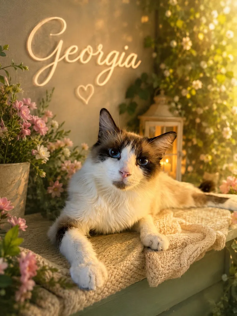 An adult medium-sized female Brown / Chocolate Snowshoe cat named Georgia for adoption in Reno, NV
