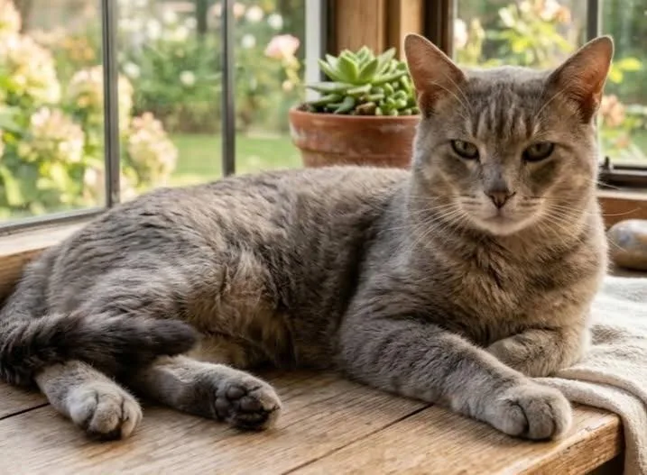 An adult medium-sized male Tabby (Gray / Blue / Silver) Domestic Short Hair cat named Grayson for adoption in Lansdowne, PA