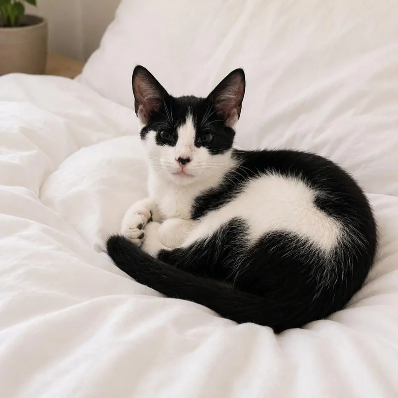 A young medium-sized male White Domestic Short Hair cat named Pizookie for adoption in Boston, MA