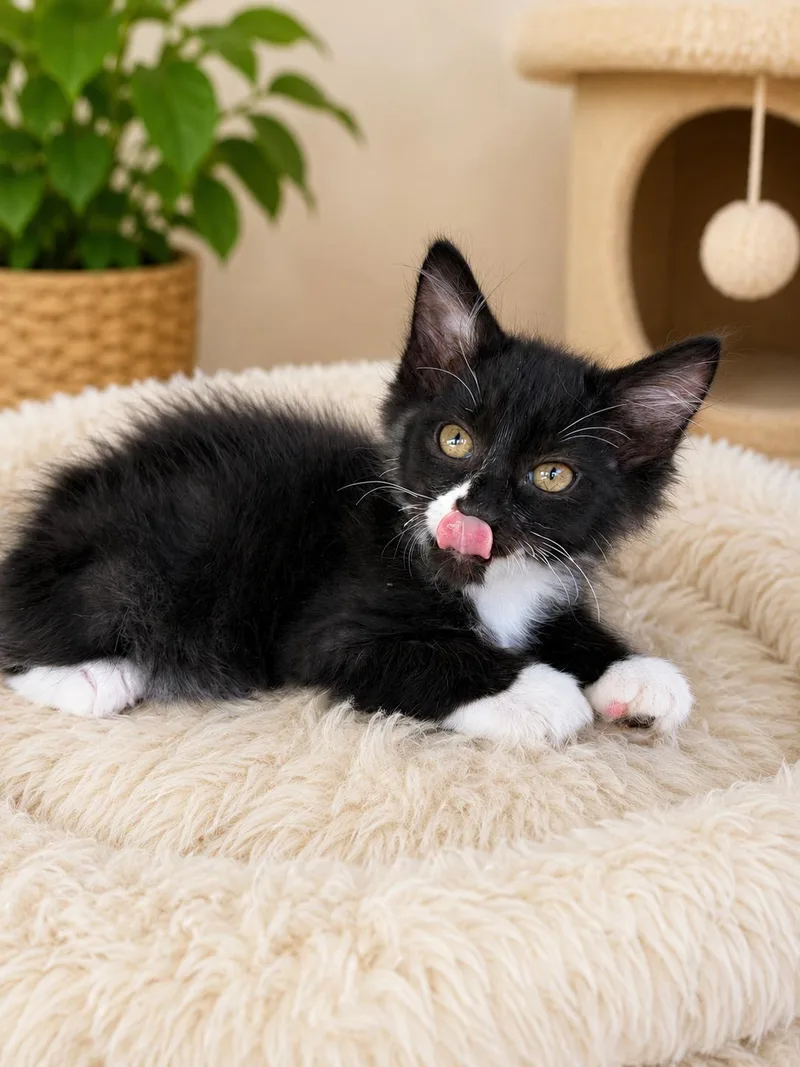 A baby medium-sized male Black & White / Tuxedo Tuxedo cat named Kevin Napa for adoption in Napa, CA