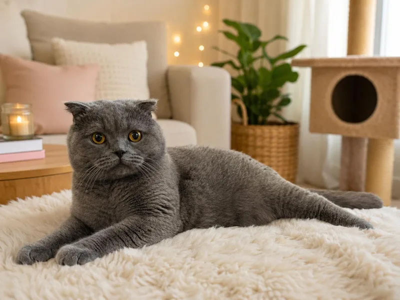 A young large-sized male Scottish Fold cat named Yellow for adoption in New York, NY