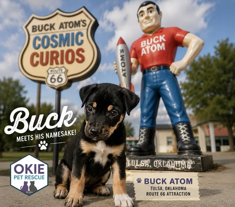 A baby small-sized male Terrier dog named Buck for adoption in Claremore, OK
