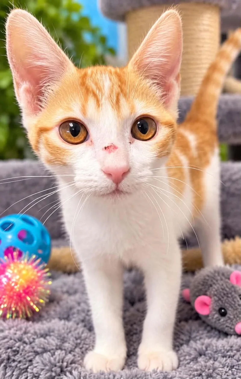 A baby small-sized female Orange & White Domestic Short Hair cat named Twinkie for adoption in Antioch, CA