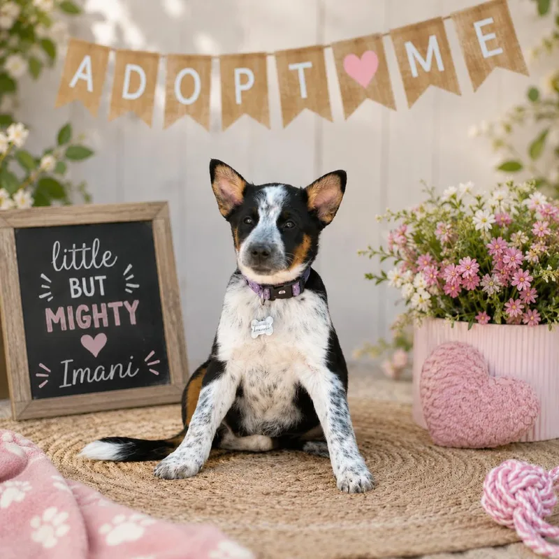 A baby small-sized female Black Australian Cattle Dog / Blue Heeler dog named Imani for adoption in Phoenix, AZ