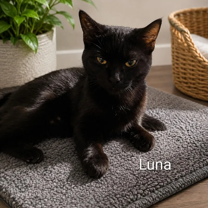 A baby medium-sized female Black Domestic Short Hair cat named Luna for adoption in Sewell, NJ