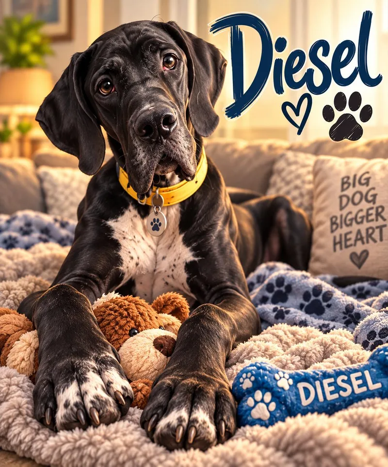 An adult extra large-sized male Great Dane dog named Diesel for adoption in Port Orange, FL