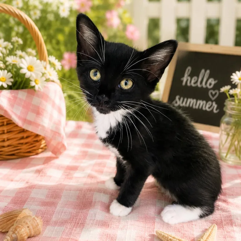 A baby small-sized male Black Domestic Short Hair cat named Rascal for adoption in Walnut Cove, NC