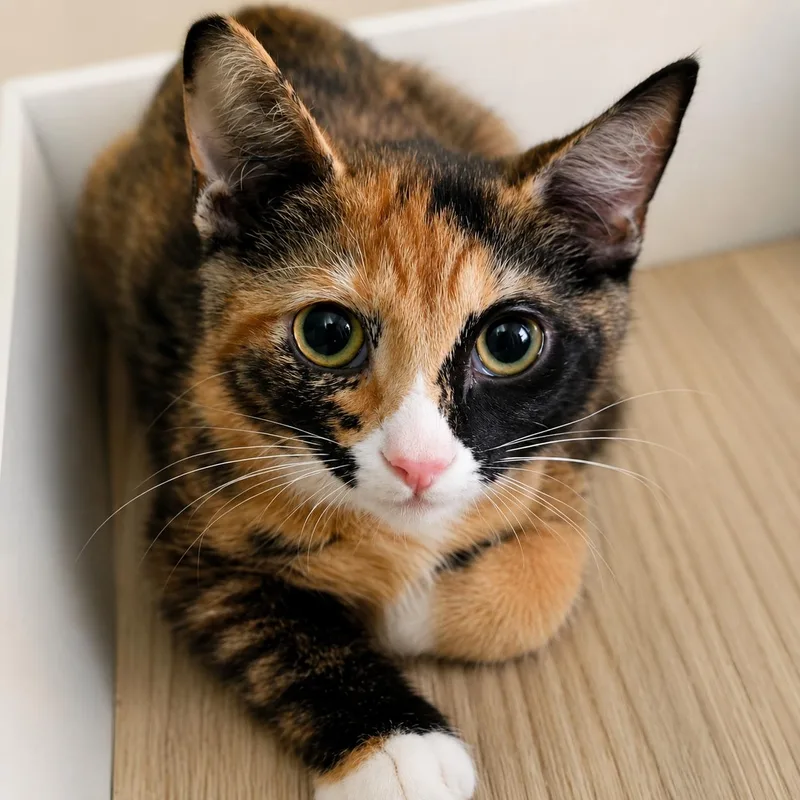 A baby medium-sized female Calico cat named Kona for adoption in Campbell, CA