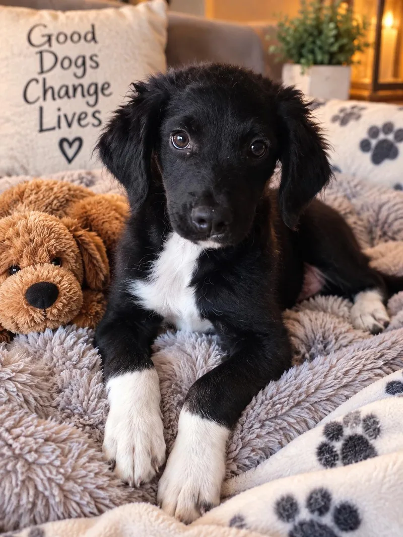 A baby medium-sized male Goldendoodle dog named Ninja for adoption in Bar Nunn, WY
