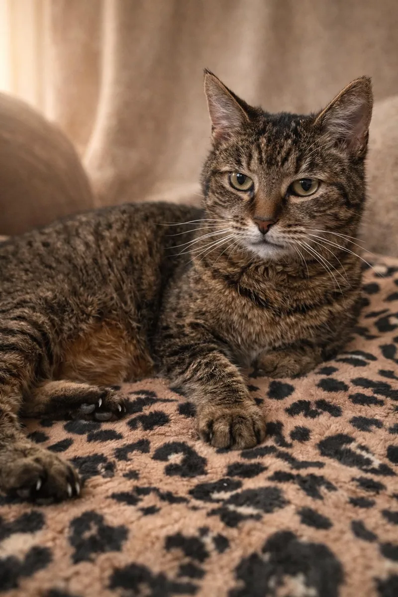 An adult medium-sized female Domestic Short Hair cat named Chloe for adoption in Coachella, CA
