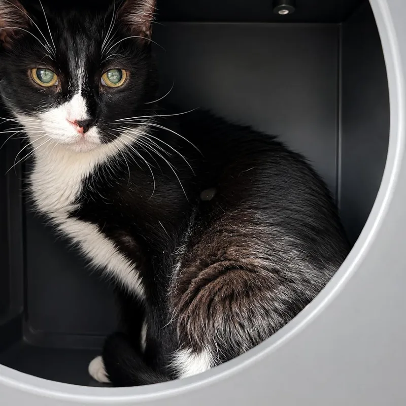 A senior medium-sized male Black & White / Tuxedo Domestic Short Hair cat named Boots for adoption in Kansas City, KS