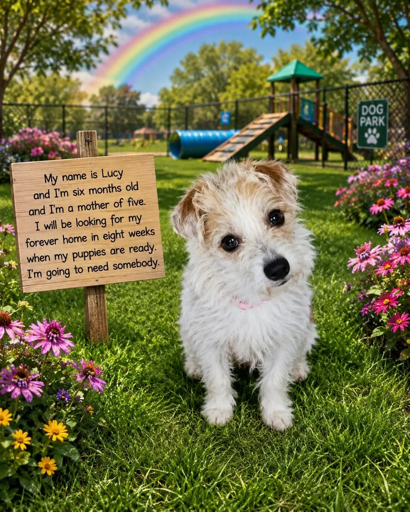 A young small-sized female Terrier dog named Lucy for adoption in Murphys, CA