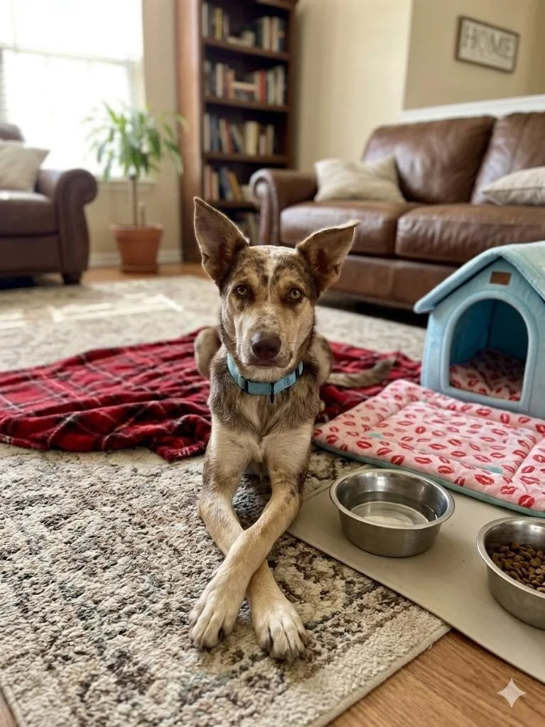 A young large-sized female Catahoula Leopard Dog dog named Barbie for adoption in Luling, TX