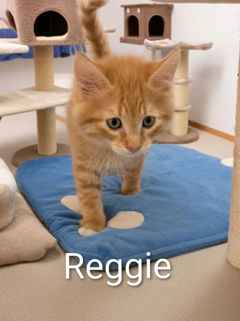 A baby small-sized male Domestic Medium Hair cat named Reggie for adoption in Jim Thorpe, PA