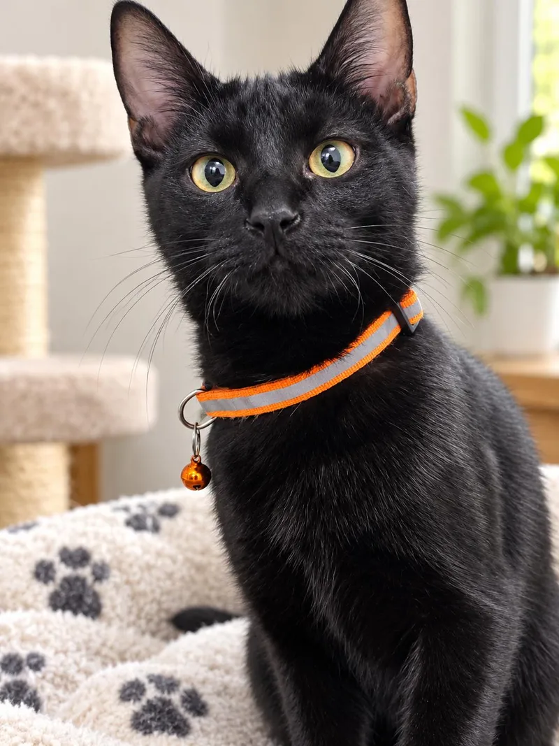 A baby medium-sized male American Shorthair cat named Midnight for adoption in Liverpool, TX
