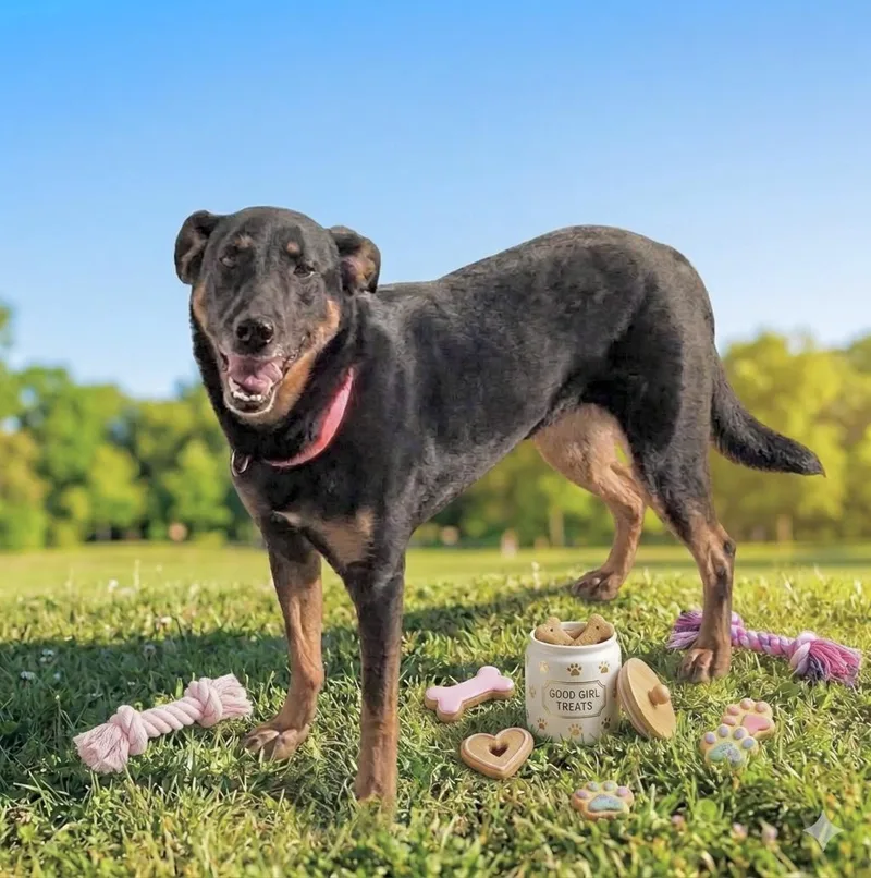 An adult medium-sized female Shepherd dog named Sophie for adoption in Huntingtown, MD