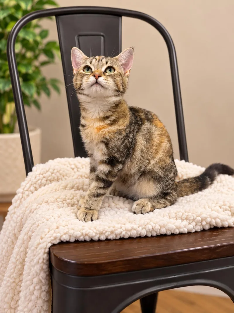 A young medium-sized female Tortoiseshell Domestic Short Hair cat named Mira for adoption in Fulton, NY